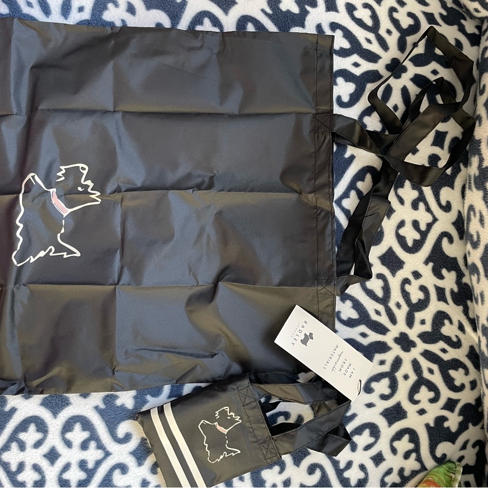 NWT Radley London Responsible Foldaway Stripey Black and White tote bag - Picture 2 of 9